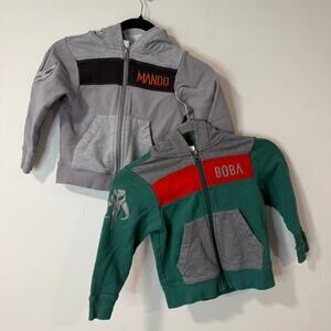 Hanna Andersson Set of 2 Boys Star Wars French Terry Hoodies Jackets Green Grey